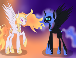 Size: 3000x2276 | Tagged: safe, artist:iados, nightmare moon, nightmare star, princess celestia, princess luna, g4