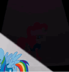 Size: 454x473 | Tagged: safe, screencap, pinkie pie, rainbow dash, pony, g4, season 1, winter wrap up, animated, bipedal, clothes, cropped, female, jumping, pronking, silhouette, singing, solo focus, spotlight, standing, standing on one leg, vest, winter wrap up vest