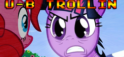 Size: 640x296 | Tagged: safe, pinkie pie, twilight sparkle, g4, faic, image macro, meme, reaction image, troll, trolling