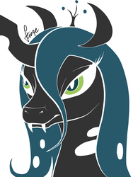 Size: 1500x2000 | Tagged: dead source, safe, artist:hengebellika, queen chrysalis, changeling, changeling queen, g4, female, portrait, solo