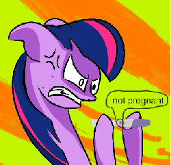 Size: 339x328 | Tagged: safe, artist:voxavia, twilight sparkle, g4, angry, animated, creepy, female, pregnancy test, solo, vibrating