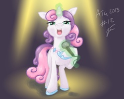 Size: 1000x800 | Tagged: safe, artist:neriad, sweetie belle, pony, unicorn, g4, female, magic, microphone, older, singing, solo, telekinesis