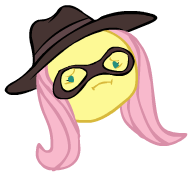 Size: 196x180 | Tagged: safe, artist:keno9988, fluttershy, g4, female, game grumps, hat, mask, mortem3r, pony grumps, pony rolled, pony train, solo, steam rolled, steam train