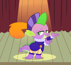 Size: 1303x1201 | Tagged: safe, artist:wolframclaws, spike, g4, hearth's warming eve (episode), my little pony: friendship is magic, clothes, hearth's warming eve, male, ruff (clothing), solo, spotlight