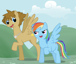 Size: 950x800 | Tagged: safe, artist:diechan, rainbow dash, pegasus, pony, g4, crossover, disney, kingdom hearts, ponified, sora