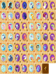 Size: 5000x6650 | Tagged: safe, artist:virenth, apple bloom, applejack, babs seed, berry punch, berryshine, big macintosh, blossomforth, bon bon, braeburn, carrot cake, carrot top, cheerilee, cherry jubilee, cup cake, daisy, derpy hooves, discord, dj pon-3, doctor whooves, donut joe, flower wishes, fluttershy, gilda, golden harvest, hoity toity, iron will, king sombra, lightning dust, lily, lily valley, lyra heartstrings, mayor mare, minuette, nightmare moon, nurse redheart, octavia melody, pinkie pie, prince blueblood, princess cadance, princess celestia, princess luna, queen chrysalis, rainbow dash, rarity, roseluck, sapphire shores, scootaloo, shining armor, soarin', spike, spitfire, sweetie belle, sweetie drops, thunderlane, time turner, trixie, twilight sparkle, vinyl scratch, zecora, alicorn, griffon, minotaur, pony, zebra, g4, absurd resolution, cutie mark crusaders, everypony, female, fifth doctor, filly, male, mare, playing card, stallion, tenth doctor, twilight sparkle (alicorn)