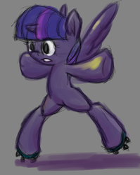 Size: 493x618 | Tagged: artist needed, safe, twilight sparkle, alicorn, pony, g4, bipedal, female, mare, roller skates, skates, skating, solo, twilight sparkle (alicorn)