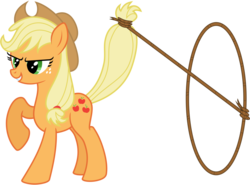 Size: 1039x768 | Tagged: safe, artist:kysss90, applejack, earth pony, pony, g4, female, lasso, mare, raised hoof, rope, simple background, solo, transparent background, vector