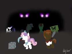 Size: 640x480 | Tagged: safe, artist:hotbrony, button mash, sweetie belle, enderman, zombie, g4, creeper, crossover, minecraft, skeleton