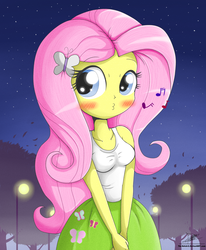 Size: 1784x2162 | Tagged: safe, artist:the-butch-x, fluttershy, equestria girls, g4, blushing, clothes, cute, female, shyabetes, solo, whistling