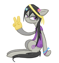 Size: 600x645 | Tagged: safe, artist:thecheeseburger, octavia melody, g4, female, foam finger, hippie, solo