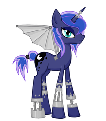 Size: 750x855 | Tagged: safe, artist:thecheeseburger, princess luna, cyborg, g4, female, simple background, solo