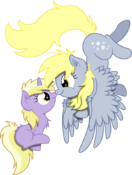 Size: 6000x7941 | Tagged: safe, artist:agamnentzar, artist:mactavish1996, derpy hooves, dinky hooves, pegasus, pony, g4, :t, absurd resolution, boop, chest fluff, cute, equestria's best mother, eye contact, female, fluffy, flying, mare, noseboop, simple background, sitting, smiling, spread wings, transparent background, vector