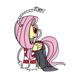 Size: 1280x1280 | Tagged: safe, artist:kiboune, fluttershy, leviathan, g4, female, simple background, skullgirls, solo, squigly, stitches, transparent background