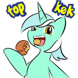 Size: 1024x1024 | Tagged: safe, lyra heartstrings, g4, eating, female, food, reaction image, solo, topkek, turkish