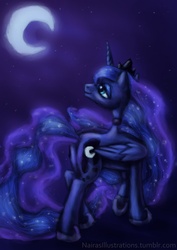 Size: 880x1240 | Tagged: safe, artist:naira, princess luna, g4, female, moon, solo