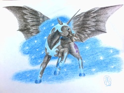 Size: 3264x2448 | Tagged: safe, artist:anscathmarcach, nightmare moon, g4, female, hoers, realistic, solo, traditional art