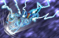 Size: 1024x663 | Tagged: safe, artist:ladyanidraws, rainbow dash, g4, lightning, solo, transformation