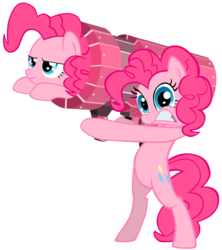 Size: 5038x5669 | Tagged: source needed, useless source url, safe, artist:maximillianveers, pinkie pie, earth pony, pony, g4, absurd resolution, bipedal, cannon, cannon ponies, female, mare, pinkie launcher, pony cannonball, rocket launcher, self ponidox, simple background, solo, transparent background, vector
