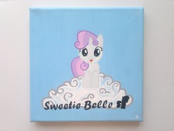 Size: 4000x3000 | Tagged: safe, artist:flutterlinchen, sweetie belle, g4, cloud, female, solo, traditional art