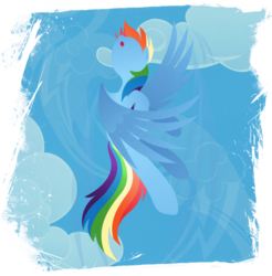 Size: 901x916 | Tagged: safe, artist:rariedash, part of a set, rainbow dash, pegasus, pony, g4, cloud, female, flying, hooves, lineless, mare, open mouth, sky, solo, wings