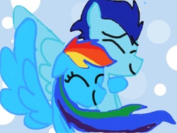 Size: 1024x768 | Tagged: safe, artist:selma2106, rainbow dash, soarin', g4, female, hug, male, ship:soarindash, shipping, straight