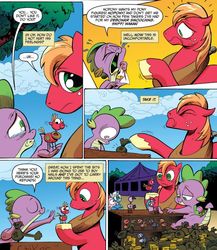 Size: 581x670 | Tagged: safe, artist:andy price, idw, official comic, big macintosh, fleetfoot, spike, earth pony, pony, g4, spoiler:comic, spoiler:comic10, bits, crying, customized toy, figure, male, money, pinklestia, spike's custom pony figures, stallion, sucker, toy