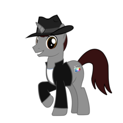 Size: 1000x1000 | Tagged: safe, artist:skiddlezizkewl, oc, oc only, pony, unicorn, hat, solo, trilby