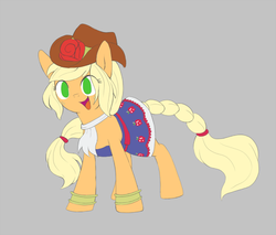 Size: 600x512 | Tagged: safe, artist:sion, applejack, g4, clothes, female, simple background, solo, wip
