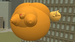 Size: 1366x768 | Tagged: safe, artist:anon06952, babs seed, scootaloo, g4, 3d, blimp seed, bump, fetish, flank, floating, gmod, inflation, scootablimp, wat, what am i even looking at, why, wtf