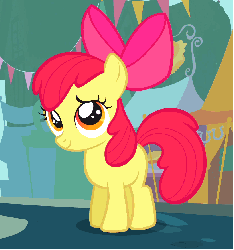Size: 820x876 | Tagged: safe, screencap, apple bloom, earth pony, pony, call of the cutie, g4, season 1, adorabloom, animated, blank flank, cute, female, filly, floppy ears, solo