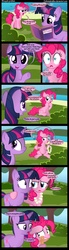 Size: 1000x3600 | Tagged: safe, artist:coltsteelstallion, pinkie pie, twilight sparkle, earth pony, mosquito, pony, unicorn, g4, book, comic, cross, duo, garlic, literal minded, mosquitoes, tower of pimps, unicorn twilight