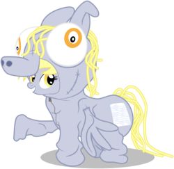 Size: 6000x5832 | Tagged: safe, artist:masem, derpy hooves, pegasus, pony, g4, absurd resolution, clothes, costume, female, mare, pony costume, simple background, solo, transparent background, underp, vector