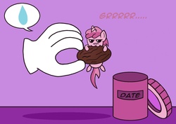 Size: 1322x936 | Tagged: safe, artist:gogglesparks, ruby pinch, g4, chibi, cute, date, drink, hand, micro, mini