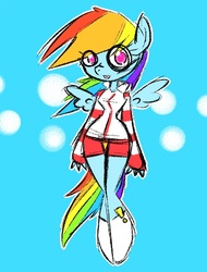 Size: 525x690 | Tagged: safe, rainbow dash, anthro, g4, clothes, female, solo, tongue out