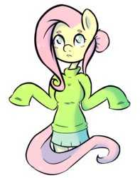 Size: 582x739 | Tagged: safe, fluttershy, anthro, g4, clothes, female, solo, sweater, sweatershy