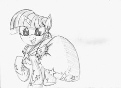 Size: 2333x1696 | Tagged: safe, artist:piterq12, twilight sparkle, g4, clothes, dress, female, gala dress, monochrome, solo, traditional art