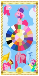 Size: 400x775 | Tagged: safe, artist:janeesper, pinkie pie, g4, flugelhorn, madame pinkie, pinkamena diane pie, tarot card, turban, wheel of fortune