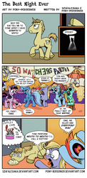 Size: 1160x2374 | Tagged: safe, artist:pony-berserker, artist:szafalesiaka, derpy hooves, lyra heartstrings, pinkie pie, rainbow dash, rarity, surprise, trixie, twilight sparkle, oc, oc:szafalesiaka, oc:tom the crab, crab, giant crab, pegasus, pony, unicorn, g4, bandage, banner, butt, cake, comic, cricket bat, dark room, female, foam, foaming at the mouth, i can't believe it's not idw, implied death, implied rarity fighting a giant crab, injured, innuendo, magic, mare, midnight eclipse, out of order, party, plot, stool, unconscious, unicorn twilight