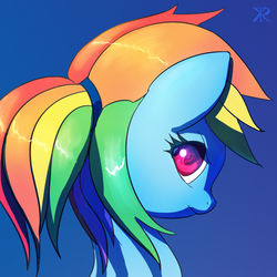Size: 700x700 | Tagged: safe, artist:grissaecrim, rainbow dash, g4, alternate hairstyle, female, looking at you, portrait, solo