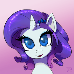 Size: 700x700 | Tagged: safe, artist:grissaecrim, rarity, g4, cute, female, hairclip, looking at you, portrait, raribetes, solo
