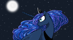 Size: 1024x563 | Tagged: safe, artist:ladyora, princess luna, g4, female, moon, night, solo