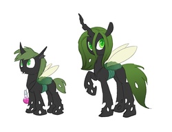 Size: 974x750 | Tagged: safe, artist:carnifex, oc, oc only, oc:mayfly, changeling, changeling queen, original species, changeling queen oc, commission, female, green changeling, pseudochangeling, simple background, white background