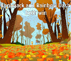 Size: 556x480 | Tagged: safe, edit, edited screencap, screencap, applejack, rainbow dash, fall weather friends, g4, season 1, animated, autumn, cropped, duo, female, game grumps, running, running of the leaves
