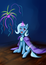 Size: 1100x1547 | Tagged: safe, artist:benjik, trixie, pony, unicorn, g4, female, filly, magic, mare, solo, younger