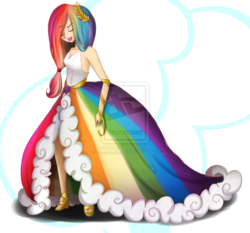 Size: 1024x953 | Tagged: safe, artist:cosmicponye, rainbow dash, human, g4, clothes, dress, female, gala dress, humanized, rainbow dash always dresses in style, shoulderless, simple background, solo, transparent background