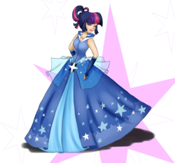 Size: 1100x1024 | Tagged: safe, artist:cosmicponye, twilight sparkle, human, g4, clothes, dress, female, gala dress, humanized, simple background, solo, transparent background, twilight sparkle's first gala dress