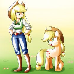 Size: 1024x1024 | Tagged: safe, artist:cosmicponye, applejack, human, g4, clothes, equestria girls outfit, human ponidox, humanized