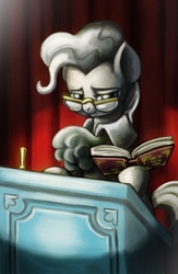 Size: 750x1150 | Tagged: safe, artist:mrs1989, mayor mare, g4, book, female, glasses, podium, solo, spotlight