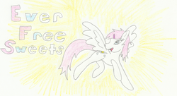 Size: 1377x751 | Tagged: safe, artist:helix86, oc, oc only, pegasus, pony, ever free sweets, solo, traditional art